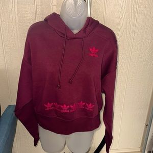Hooded crop sweatshirt burgundy NWT